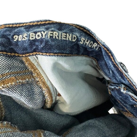 American Eagle Women's 90's Boyfriend Shorts Distressed Dark Wash Size 0 - Picture 13 of 14